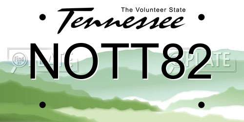 NOTT82 Tennessee License Plate