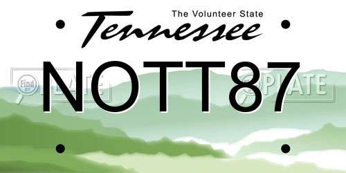 NOTT87 Tennessee License Plate