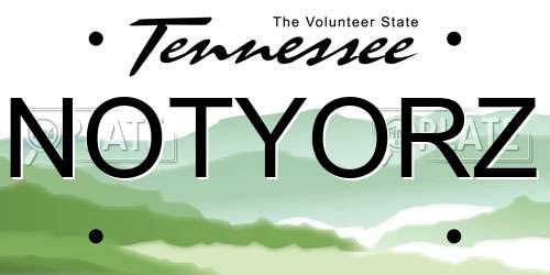 NOTYORZ Tennessee License Plate