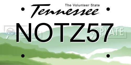 NOTZ57 Tennessee License Plate