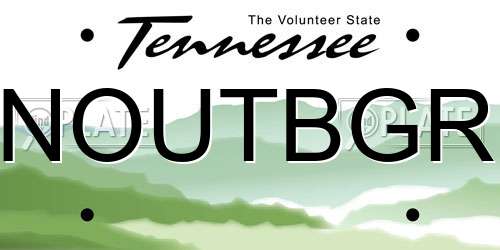 NOUTBGR Tennessee License Plate