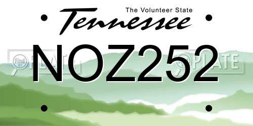 NOZ252 Tennessee License Plate