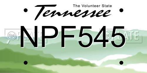 NPF545 Tennessee License Plate