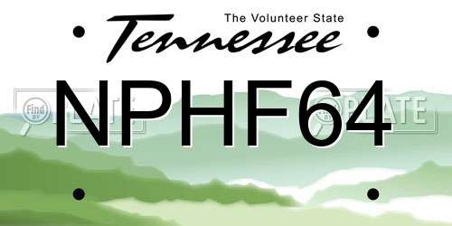 NPHF64 Tennessee License Plate