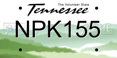 NPK155 Tennessee License Plate