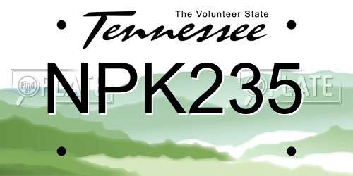 NPK235 Tennessee License Plate