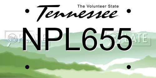 NPL655 Tennessee License Plate