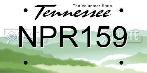 NPR159 Tennessee License Plate