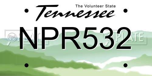 NPR532 Tennessee License Plate