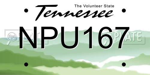 NPU167 Tennessee License Plate