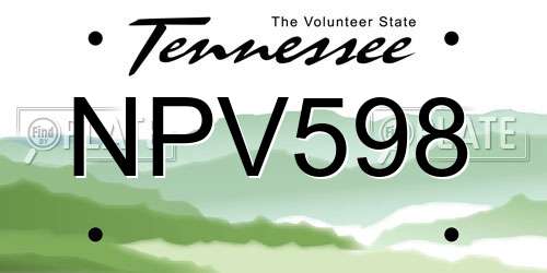 NPV598 Tennessee License Plate