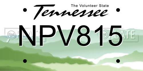 NPV815 Tennessee License Plate
