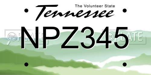 NPZ345 Tennessee License Plate