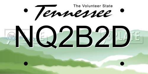 NQ2B2D Tennessee License Plate