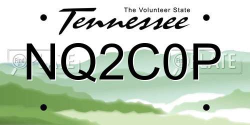 NQ2C0P Tennessee License Plate