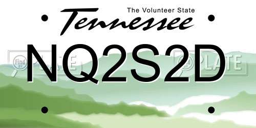 NQ2S2D Tennessee License Plate