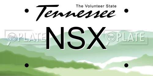 NSX Tennessee License Plate