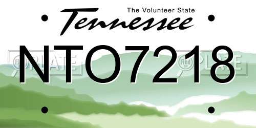 NTO7218 Tennessee License Plate