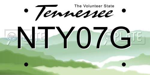 NTY07G Tennessee License Plate