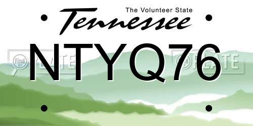 NTYQ76 Tennessee License Plate