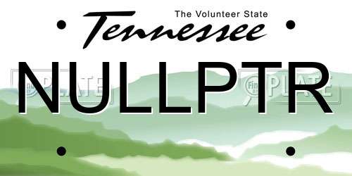NULLPTR Tennessee License Plate