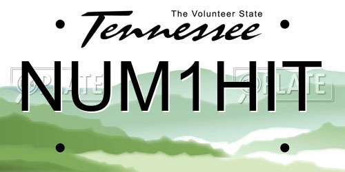 NUM1HIT Tennessee License Plate