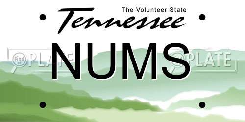 NUMS Tennessee License Plate
