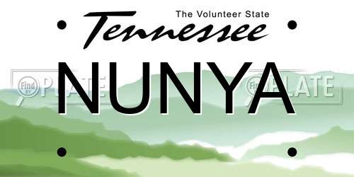 NUNYA Tennessee License Plate