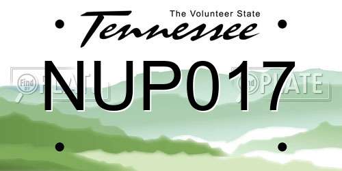 NUP017 Tennessee License Plate