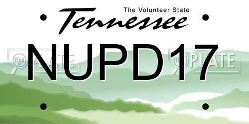 NUPD17 Tennessee License Plate