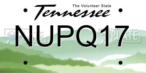 NUPQ17 Tennessee License Plate