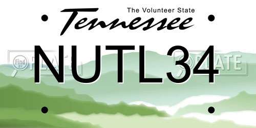 NUTL34 Tennessee License Plate