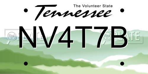 NV4T7B Tennessee License Plate