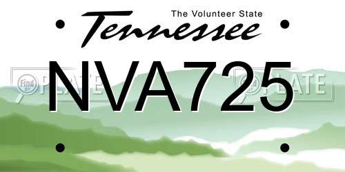 NVA725 Tennessee License Plate