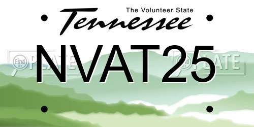 NVAT25 Tennessee License Plate