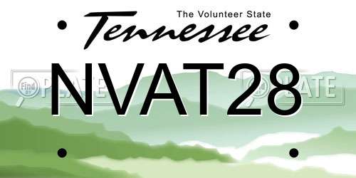 NVAT28 Tennessee License Plate