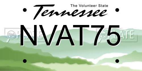 NVAT75 Tennessee License Plate
