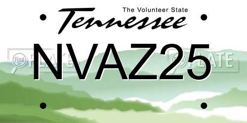 NVAZ25 Tennessee License Plate