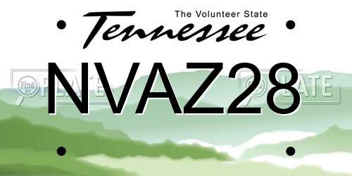 NVAZ28 Tennessee License Plate