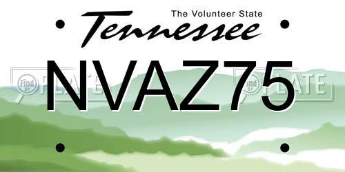 NVAZ75 Tennessee License Plate