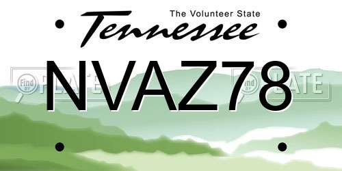 NVAZ78 Tennessee License Plate