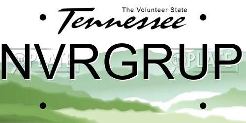 NVRGRUP Tennessee License Plate