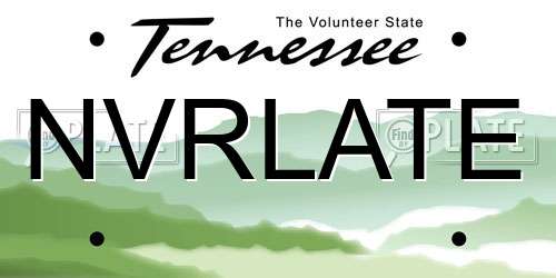 NVRLATE Tennessee License Plate