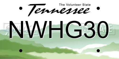 NWHG30 Tennessee License Plate