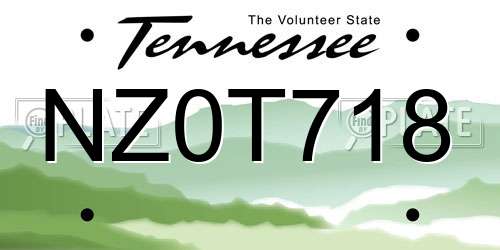 NZ0T718 Tennessee License Plate