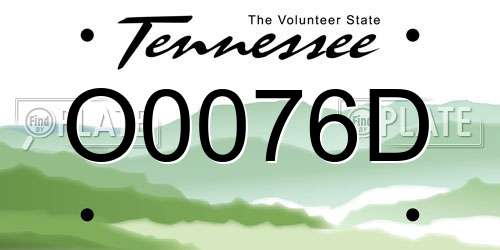 O0076D Tennessee License Plate