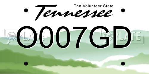 O007GD Tennessee License Plate