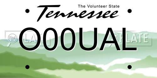 O00UAL Tennessee License Plate