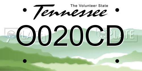 O020CD Tennessee License Plate