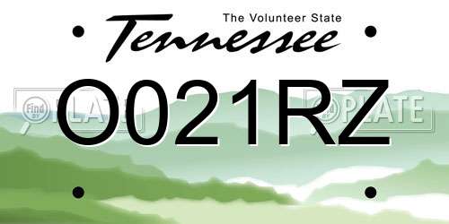 O021RZ Tennessee License Plate
